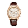 Thumbnail Image 1 of Men’s Citizen Eco-Drive® Dress Classic Rose-Tone IP Leather Strap Chronograph Watch with White Dial (Model: CA4593-15A)