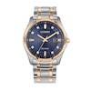 Thumbnail Image 1 of Men’s Citizen Eco-Drive® Dress Classic Diamond Accent Two-Tone IP Watch with Blue Dial (Model: BM7506-54L)