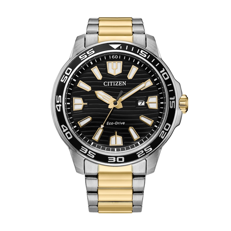 Main Image 1 of Men’s Citizen Eco-Drive® Casual Sport Two-Tone IP Watch with Textured Black Dial (Model; AW1706-52E)