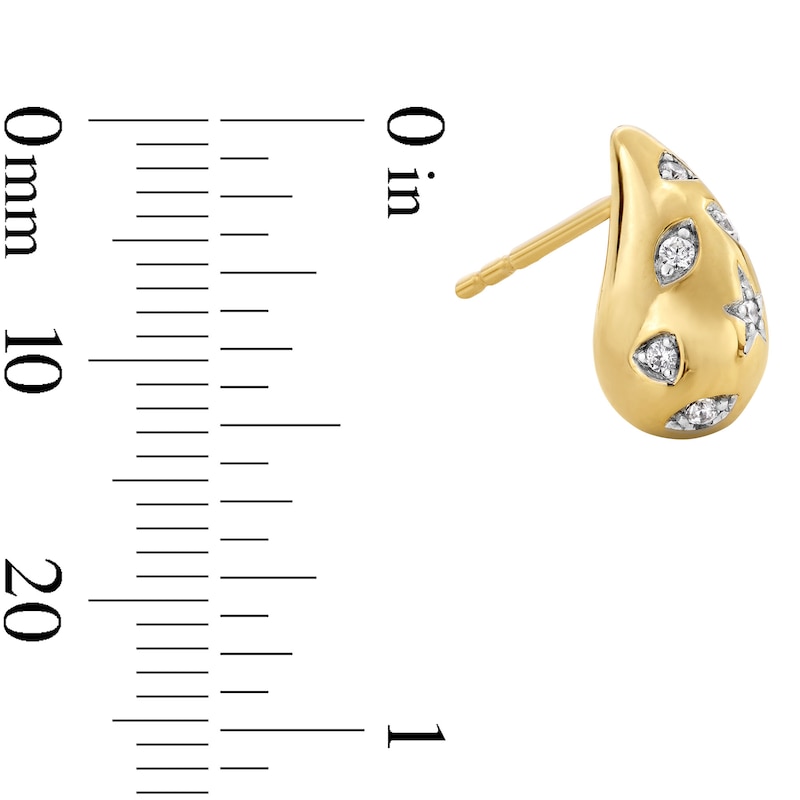 Main Image 3 of 1/6 CT. T. W. Diamond Teardrop Stud Earrings in Sterling Silver with 14K Gold Plate