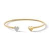 Thumbnail Image 1 of 1/10 CT. T.W. Multi-Diamond Double Heart Open Bangle in Sterling Silver with 18K Gold Plate - 7.24&quot;