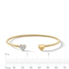 Thumbnail Image 3 of 1/10 CT. T.W. Multi-Diamond Double Heart Open Bangle in Sterling Silver with 18K Gold Plate - 7.24&quot;