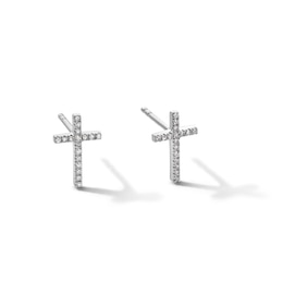 1/10 CT. T.W. Diamond Cross Stud Earrings in Sterling Silver