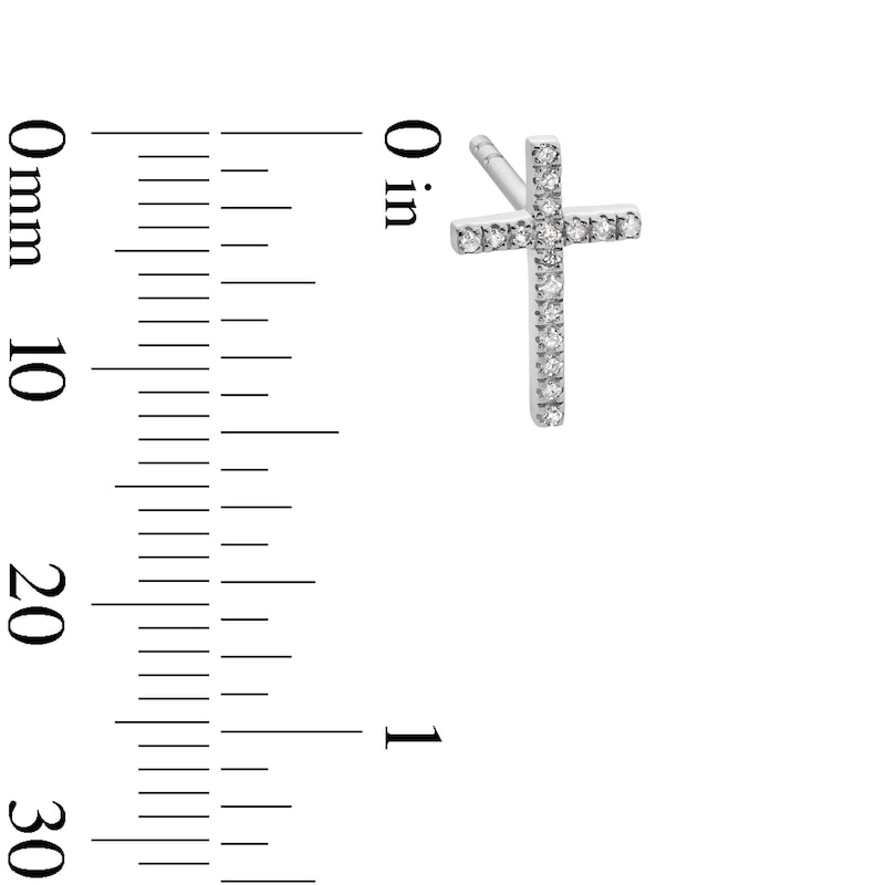 Main Image 3 of 1/10 CT. T.W. Diamond Cross Stud Earrings in Sterling Silver