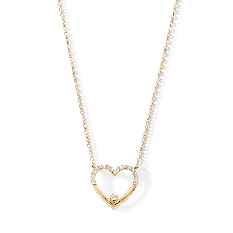 Main Image 1 of 1/5 CT. T.W. Diamond Heart Necklace in Sterling Silver with 14K Gold Plate