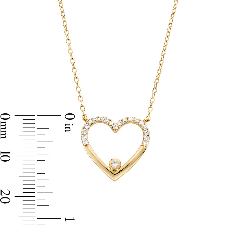 Main Image 2 of 1/5 CT. T.W. Diamond Heart Necklace in Sterling Silver with 14K Gold Plate