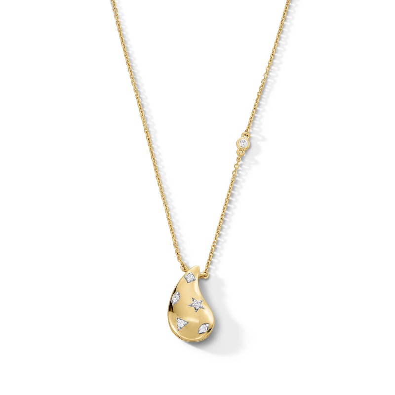 Main Image 1 of 1/10 CT. T. W. Diamond Teardrop Necklace in Sterling Silver with 14K Gold Plate