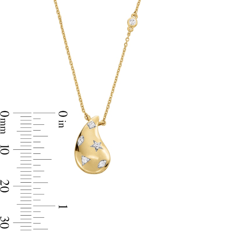 Main Image 2 of 1/10 CT. T. W. Diamond Teardrop Necklace in Sterling Silver with 14K Gold Plate