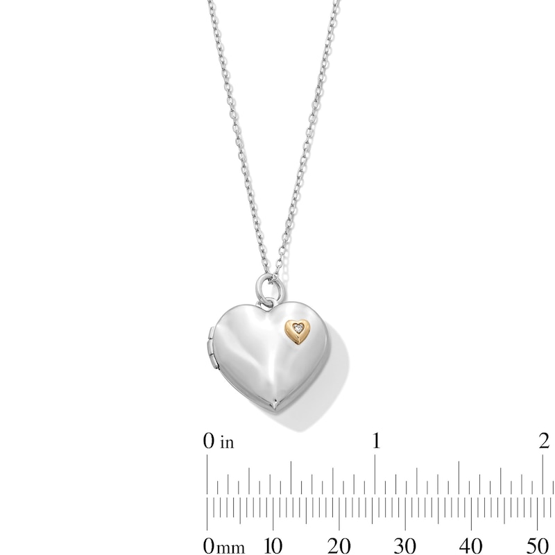 Main Image 5 of Diamond Accent Heart Locket in Sterling Silver and 10K Gold