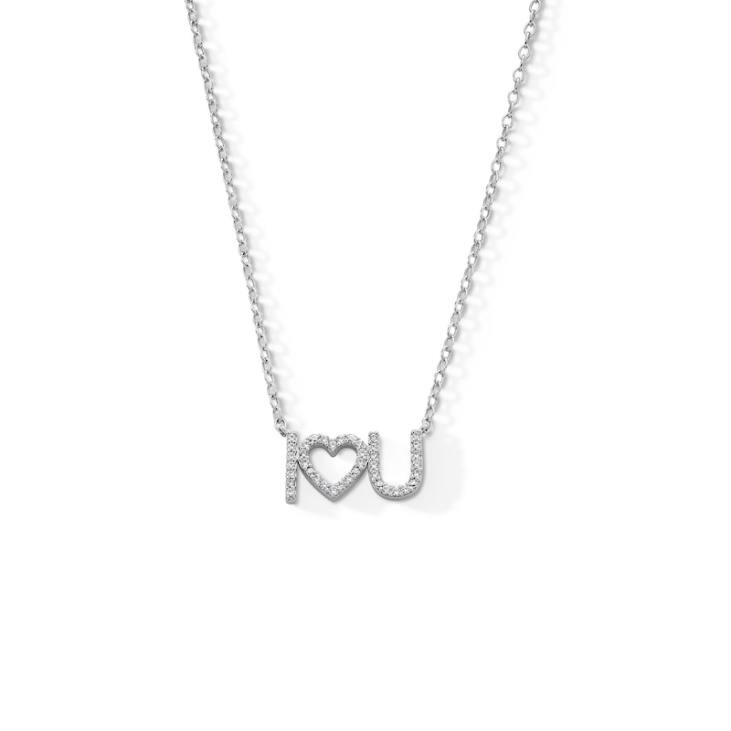 Main Image 1 of 1/10 CT. T.W. Diamond “I Heart You” Necklace in Sterling Silver