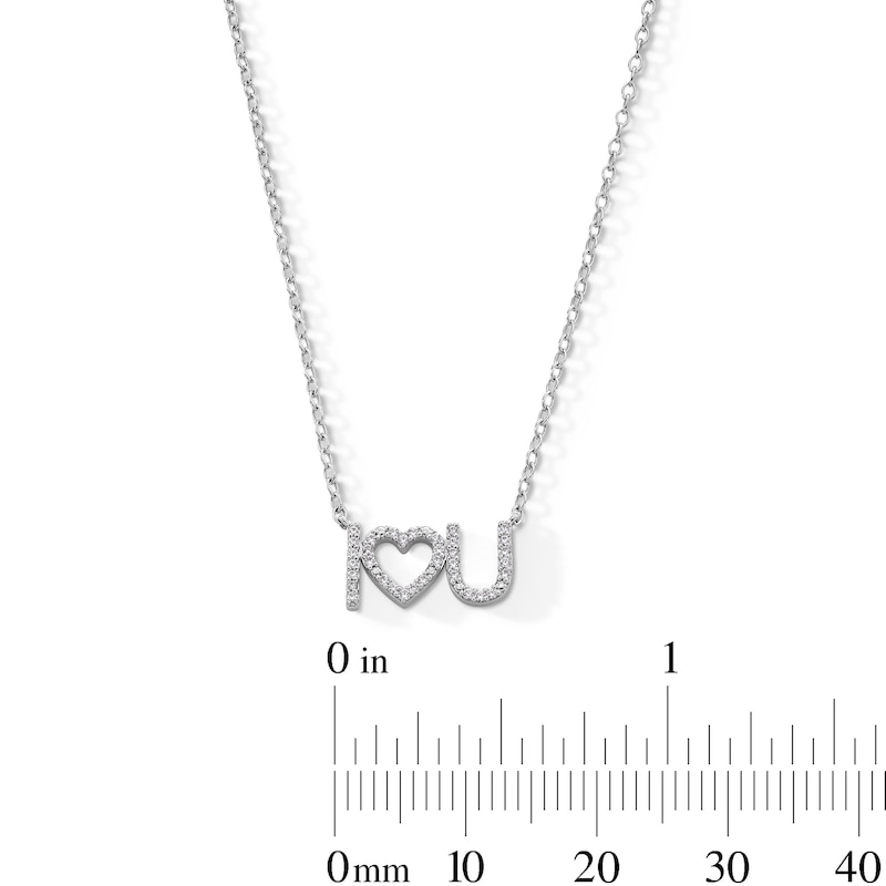 Main Image 3 of 1/10 CT. T.W. Diamond “I Heart You” Necklace in Sterling Silver