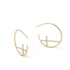 Thumbnail Image 1 of 1/4 CT. T. W. Diamond Cross-in-Hoop Earrings in Sterling Silver with 18K Gold Plate