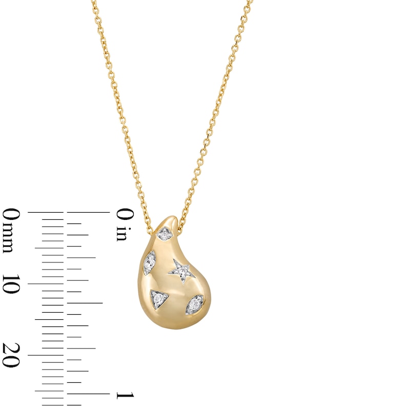 Main Image 3 of 1/20 CT. T. W. Diamond Teardrop Necklace in Sterling Silver with 14K Gold Plate