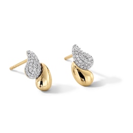 1/5 CT. T.W. Diamond Double Teardrop Earrings in Sterling Silver with 14K Gold Plate