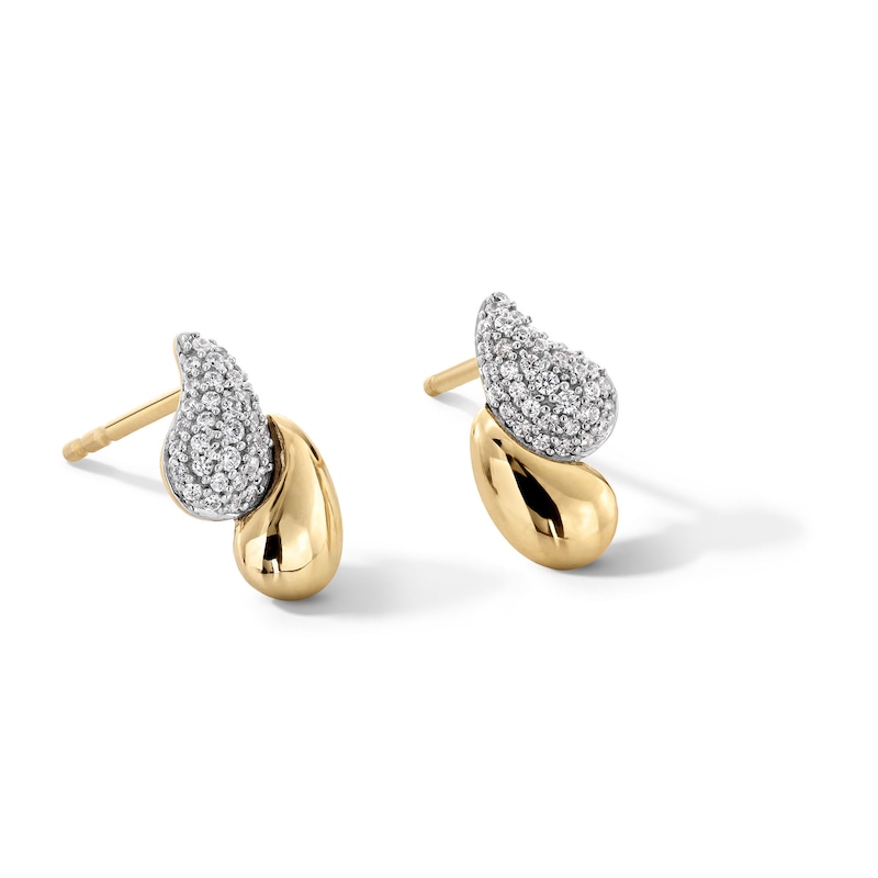 Main Image 1 of 1/5 CT. T.W. Diamond Double Teardrop Earrings in Sterling Silver with 14K Gold Plate