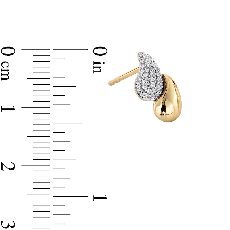 Main Image 3 of 1/5 CT. T.W. Diamond Double Teardrop Earrings in Sterling Silver with 14K Gold Plate