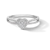 Thumbnail Image 1 of 1/4 CT. T.W. Heart-Shaped Multi-Diamond Frame Split Shank Promise Ring in 10K White Gold