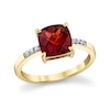 Thumbnail Image 1 of 8.0mm Cushion-Cut Garnet and 1/20 CT. T.W. Diamond Ring in 10K Gold