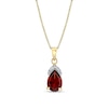 Thumbnail Image 1 of Pear-Shaped Garnet and 1/20 CT. T.W. Diamond Drop Pendant in 14K Gold