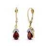 Thumbnail Image 1 of Pear-Shaped Garnet and 1/15 CT. T.W. Diamond Drop Earrings in 14K Gold