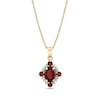 Thumbnail Image 1 of Oval and Round Garnet with 1/10 CT. T.W. Diamond Art Deco Frame Pendant in 10K Gold