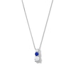 Thumbnail Image 1 of Blue Lab-Created Sapphire and 5/8 CT. T.W. Certified Lab-Created Diamond Graduated Trio Pendant in 14K White Gold