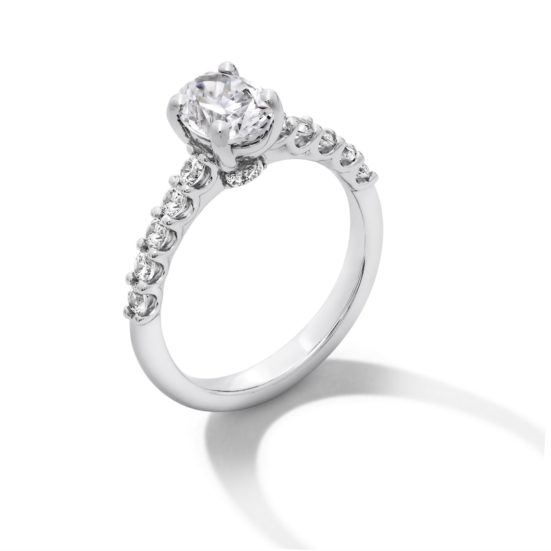 Main Image 2 of 1-1/2 CT. T.W. Oval Certified Lab-Created Diamond Engagement Ring in 14K White Gold (I/SI2)