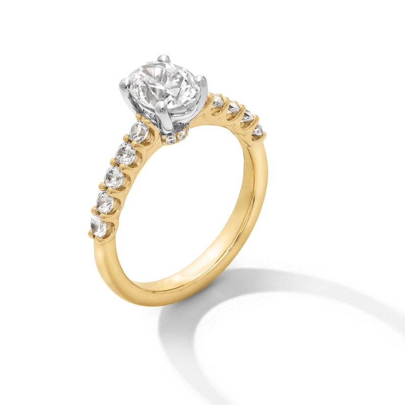 Main Image 3 of 1-1/2 CT. T.W. Oval Certified Lab-Created Diamond Engagement Ring in 14K Gold (I/SI2)