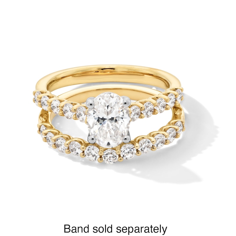 Main Image 5 of 1-1/2 CT. T.W. Oval Certified Lab-Created Diamond Engagement Ring in 14K Gold (I/SI2)