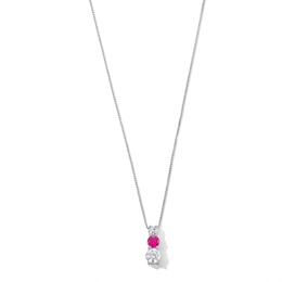 Lab-Created Ruby and 5/8 CT. T.W. Certified Lab-Created Diamond Graduated Trio Pendant in 14K White Gold (F/VS2)