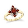 Thumbnail Image 1 of Oval and Round Garnet with 1/10 CT. T.W. Diamond Art Deco Frame Ring in 10K Gold