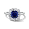 Thumbnail Image 1 of Cushion-Cut Blue Lab-Created Sapphire and 1/2 CT. T.W. Certified Lab-Created Diamond Frame Ring in 14K White Gold