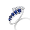 Thumbnail Image 2 of Blue Lab-Created Sapphire and 3/4 CT. T.W. Certified Lab-Created Diamond Graduated Bypass Ring in 14K White Gold