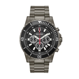 Men’s Bulova Marine Sport Grey IP Chronograph Watch with Black Dial (Model: 98B337)