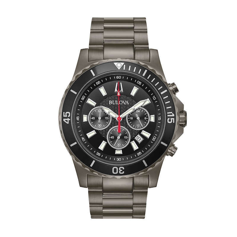 Main Image 1 of Men’s Bulova Marine Sport Grey IP Chronograph Watch with Black Dial (Model: 98B337)