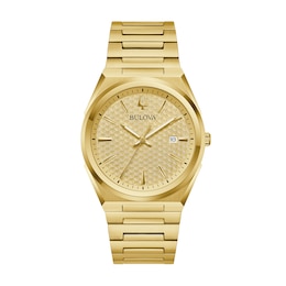 Men’s Bulova Classic Gold-Tone IP Watch with Textured Champagne Dial (Model: 97B226)