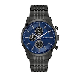 Men’s Bulova Classic Black IP Chronograph Watch with Navy Blue Dial (Model: 98A300)