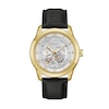 Thumbnail Image 1 of Men’s Bulova Classic Sutton Gold-Tone IP Black Leather Strap Watch with Silver-Tone Skeleton Dial (Model: 97A187)