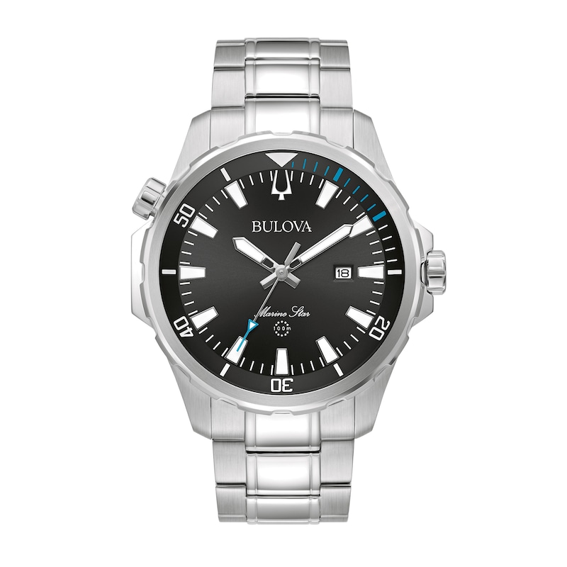 Main Image 1 of Men’s Bulova Marine Star Watch with Black Dial and Blue Accent (Model: 96B382)