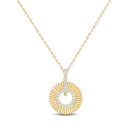 1/8 CT. T.W. Diamond Sunburst Circle Drop Pendant in Sterling Silver with 14K Gold Plate