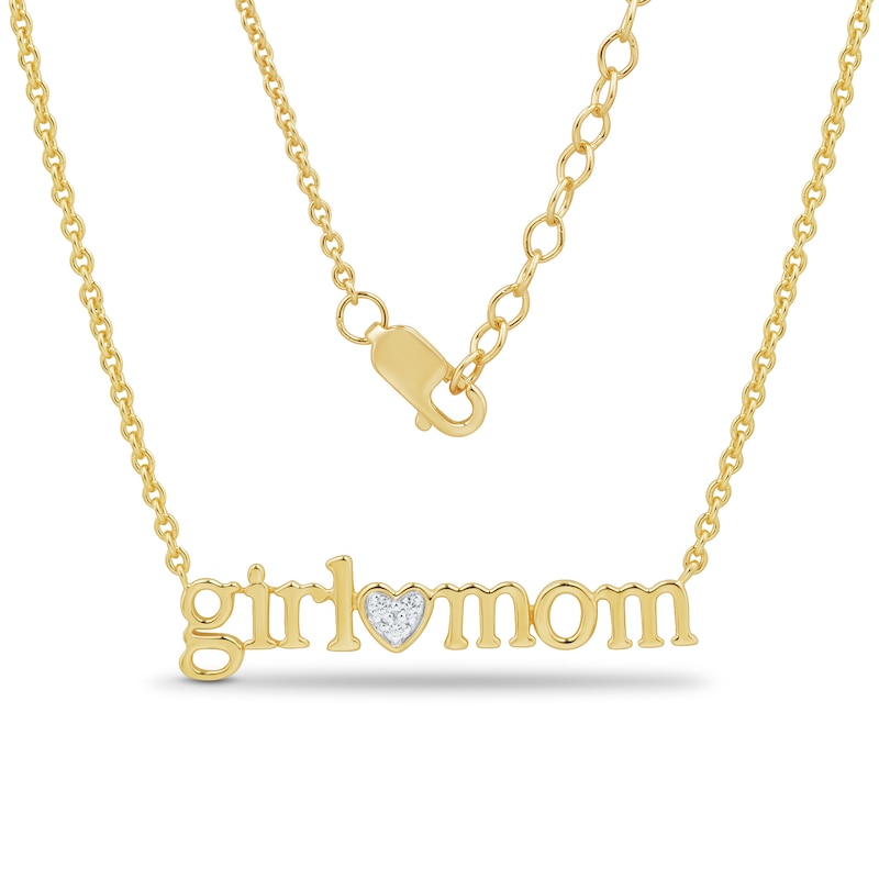 Main Image 1 of Diamond Accent “Girl Mom” Heart Necklace in Sterling Silver with 14K Gold Plate