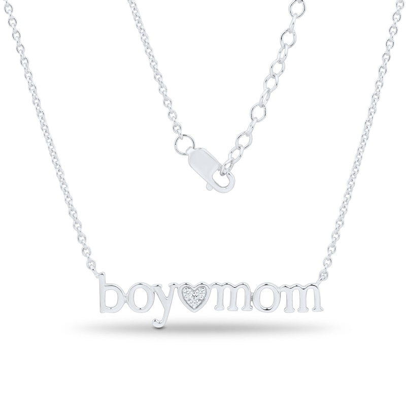 Main Image 1 of Diamond Accent “Boy Mom” Heart Necklace in Sterling Silver