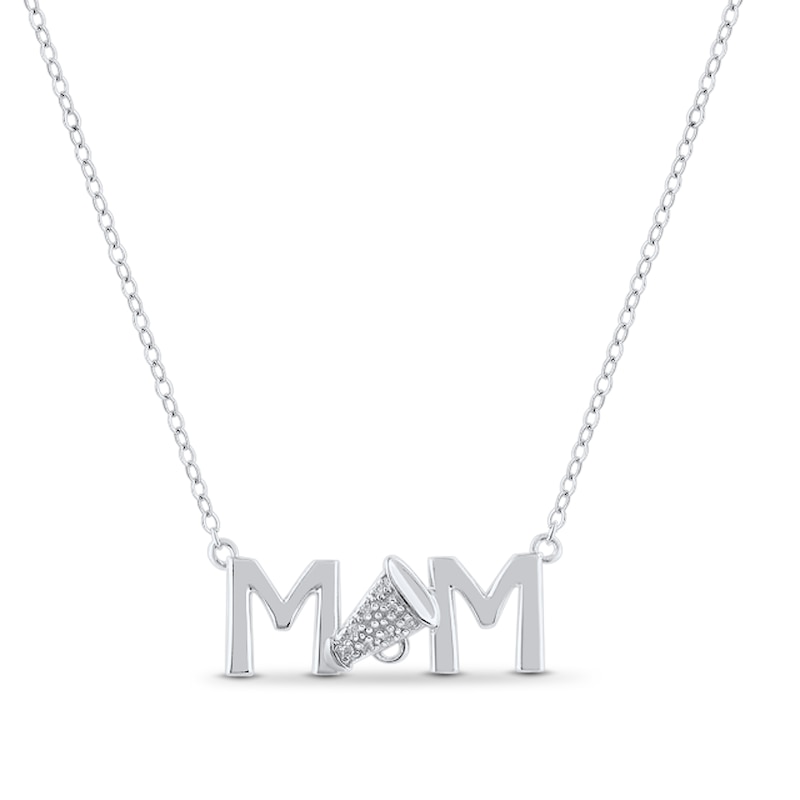 Main Image 1 of Diamond Accent Cheer “MOM” Necklace in Sterling Silver