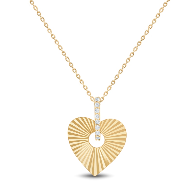 Main Image 1 of 1/20 CT. T.W. Diamond Sunburst Heart Pendant in Sterling Silver with 14K Gold Plate