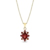 Thumbnail Image 1 of Oval Garnet and 1/20 CT. T.W. Diamond Alternating Frame Pendant in 14K Gold