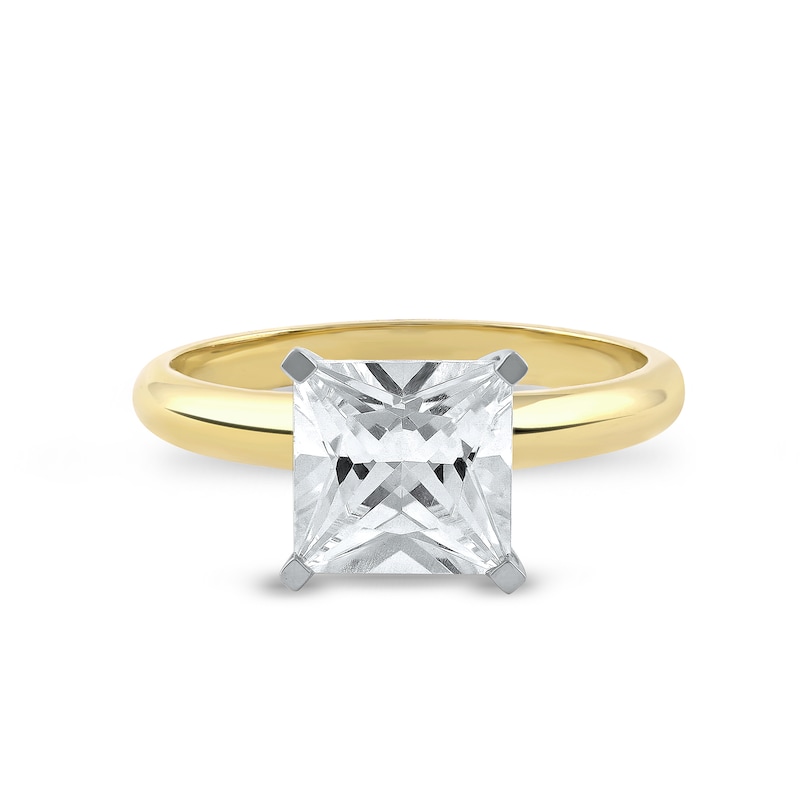 Main Image 3 of 3 CT. Princess-Cut Certified Lab-Created Diamond Solitaire Engagement Ring in 14K Two-Tone Gold (F/VS2)