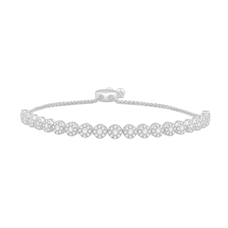 Main Image 1 of 2 CT. T.W. Diamond Frame Bolo Bracelet in 14K White Gold - 9.62&quot;