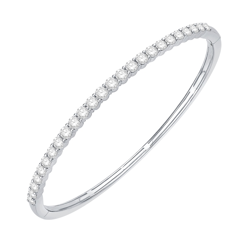 Main Image 1 of 3 CT. T.W. Diamond Bangle in 14K White Gold - 8&quot;