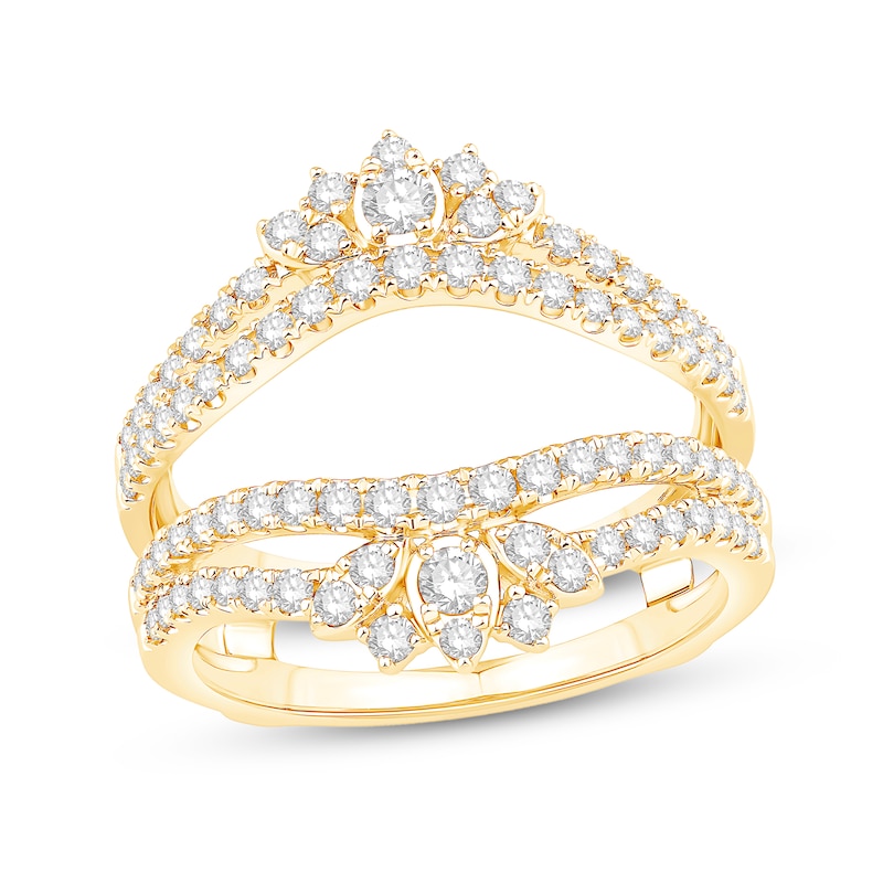 Main Image 1 of 7/8 CT. T.W. Diamond Double Row Tiara Solitaire Enhancer in 14K Gold