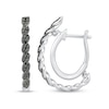 Thumbnail Image 1 of 1/3 CT. T.W. Black Diamond Twist Double Hoop Earrings in Sterling Silver